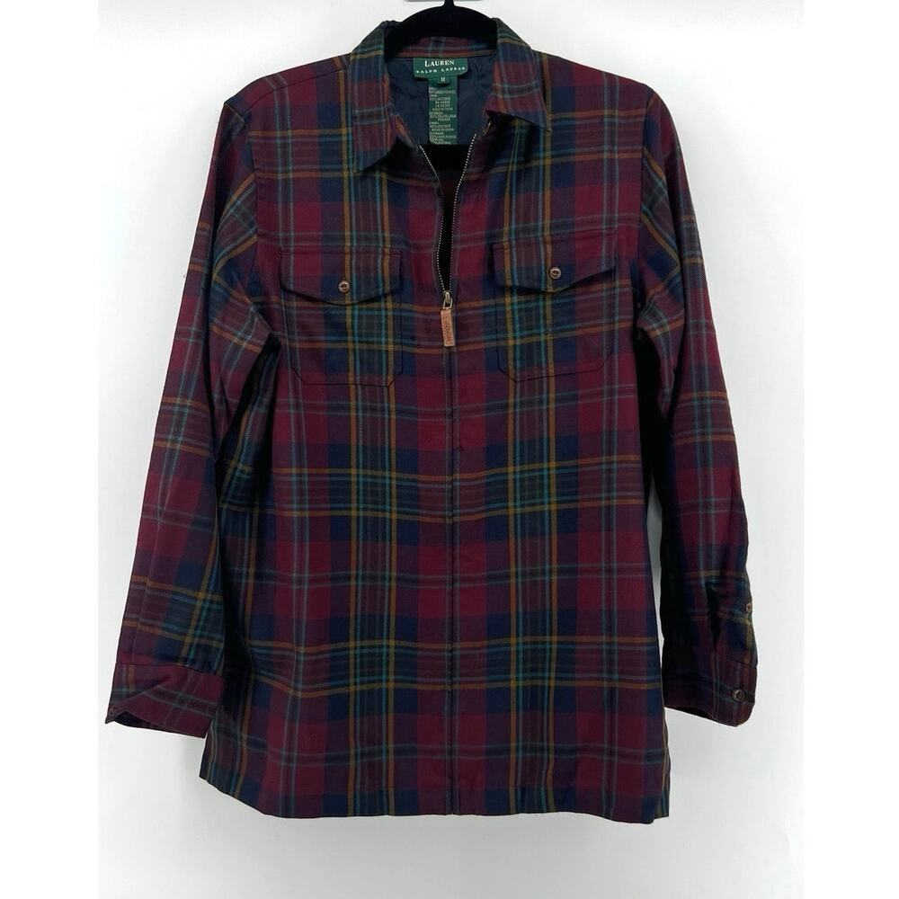 Lauren Ralph Lauren | Women's Plaid Wool Full Zip Jacket Lightweight Size M